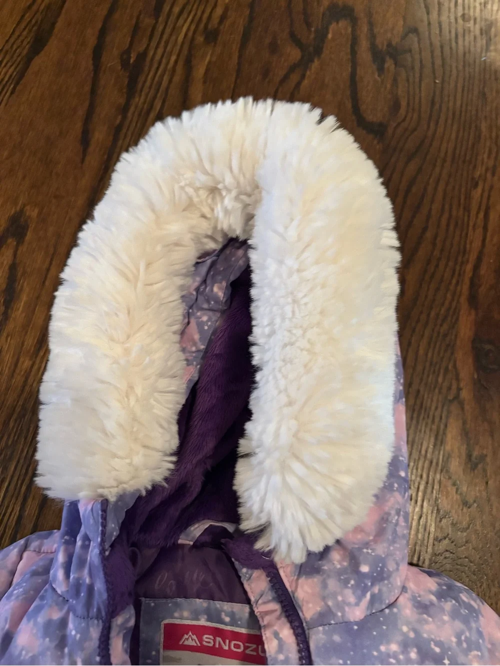 Snozu Girls' Lavender & Light Pink Faux-Fur Hooded Puffer Jacket
